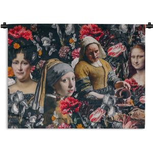 Wandkleed - Wanddoek - Kunst - Bloemen - Collage - 120x90 cm - Wandtapijt