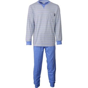 M.E.Q. - Heren Pyjama - Gestreept - Blauw - Maat XXL