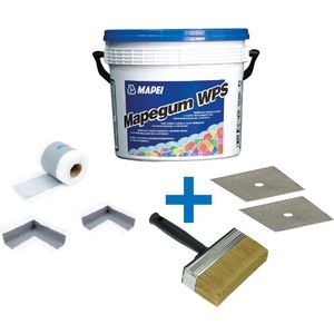 Mapei Mapegum WPS Waterdichtingsmembraan Deluxe Kit - Waterdichte Coating Voor Vochtige Ruimtes - Met Manchetten, Hoeken, Kwast & Kimband - 5 kg