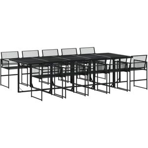 vidaXL Tuinset - Tuinsets - Loungeset - Tuintafel - 11-delige Tuinset poly rattan zwart