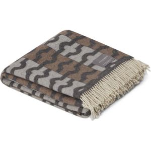 Stackelbergs Plaid-Mohairdeken Mohair-Wol Bruin-Grijs-Zwart L 130 cm B 170 cm