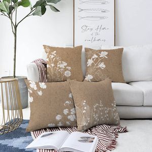 Zethome - Kussenhoes Bruin - 55x55 cm - 4 Stuks Set - Vierkant - Dubbelzijdig bedrukt - Levendige Kleuren - Kussenhoezen Set - Soft Touch - Geen personage - Verborgen Rits