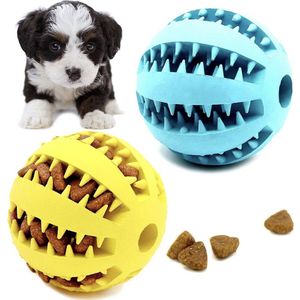 Hondenvoer Speelbal - Hondenvoer Bal - Kleur: Rood, Geel, Blauw of Groen - 1 stuks - Voerbal - Hondenbal - Maat: Medium - Honden: 11 tot 30 kilo - Hond Speelbal - Gebitsreiniging voor Honden - Reiniging Tanden Hond - Speelgoed voor Hond - Frisse Adem
