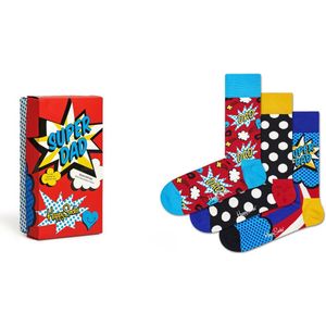 Happy Socks Vaderdag Super Dad Sokken Giftbox 3-Pack - maat 41-46