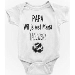 Passie voor stickers Baby rompertjes met tekst: Papa wil je met Mama trouwen  50/56