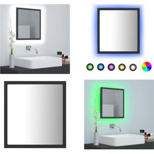 vidaXL Badkamerspiegel LED 40x8-5x37 cm acryl grijs - Spiegel - Spiegels - Badkamerspiegel - Badkamerspiegels