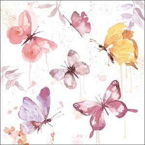 2 verpakkingen Ambiente - cocktail servetten Butterfly collection rose - 25cm- tafeldecoratie - 100%FSC