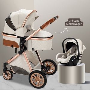 Kinderwagen 3-in-1 – Luxe kinderwagen - Buggy – Wandelwagen - Multifunctioneel – opklapbaar – Incl autostoel – Créme kleur