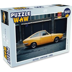 Puzzel Autos - Vintage - Geel - Legpuzzel - Puzzel 500 stukjes