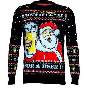 Kerstman met bier Foute kersttrui - Maat: M - Gebreide kersttrui - Heren kersttrui - Dames kersttrui - Foute kersttruien - Kerst outfit - Kerstkleding - Lelijke kersttrui - Gekke kersttrui -