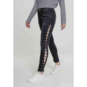 Urban Classics - Denim Lace Up Skinny jeans - Taille, 28 inch - Zwart