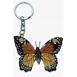 Houten vlinder sleutelhanger - Vlinders cadeau artikelen 6 cm