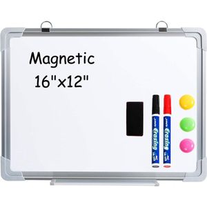 Klein Formaat Magnetisch Whiteboard - Whiteboard met Magnetisch Oppervlak - 40cm x 30cm - Inclusief Markers en Eraser - Voor Thuis, Kantoor en Klaslokaal