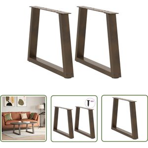 The Living Store Eettafelpoten 2 st V-vormig 70x(42-43,3) cm staal naturel - Eettafelpoten - Tafelpoten - V-vormige Tafelpoten - Metalen Tafelpoten - Zwarte Tafelpoten