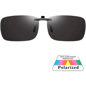 Fako Sunglasses® - Clip On Voorzet Zonnebril Metal - Overzet Clip-on - Polariserend - Polarized - Medium - 135x40mm - Zwart