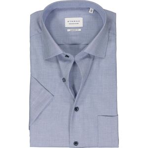 ETERNA comfort fit overhemd korte mouw - twill - middenblauw - Strijkvrij - Boordmaat: 47