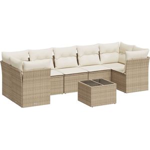 vidaXL 8-delige Loungeset Poly Rattan Beige