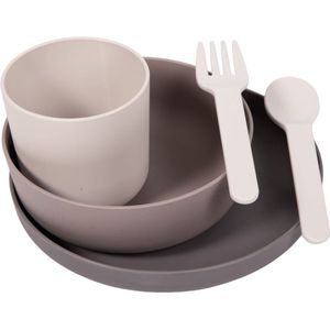 Bo Jungle - CPLA Eet Set Baby - Kinderservies - Kraamcadeau - Bestek - Beker - Bord - 5 stuks - Milieu verantwoordelijk - Ecologisch - Vaatwasbestendig en magnetronbestendig - Eco-responsable CPLA Tableware Set Grijs