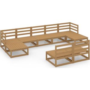 vidaXL 9-delige Loungeset - Honingbruin Grenenhout Tuinmeubel - Lounge Set - Houten Bank - Buitendiner - Balkon Decoratie