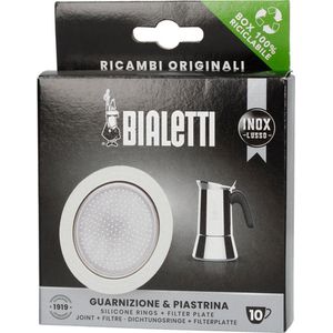 Bialetti Filterplaatje + Siliconen Ring - voor 10 kops RVS percolators