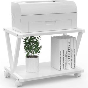 Desktop printer stand 2-tier onder bureau hout printer rek rustieke industriële boerderij hout opslag boek plank tafel organizer voor thuis kantoor stijlvol robuust (wit) Printer Stand