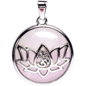 Hanger Lotus Ohm met Rozenkwarts - 3 cm
