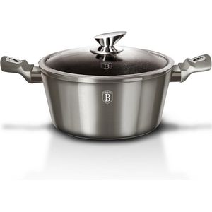 BerlingerHaus - Braadpan met marmeren blad + deksel 28 cm zwart Carbon PRO Line