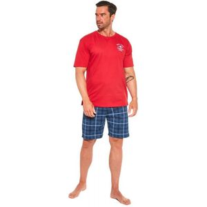 Cornette 'Base Camp heren pyjama korte mouwen- rood/blauw- katoen XXL