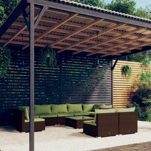 The Living Store Loungeset Poly Rattan - Modulair Design - Bruin - 60 x 60 x 30 cm - Waterbestendig