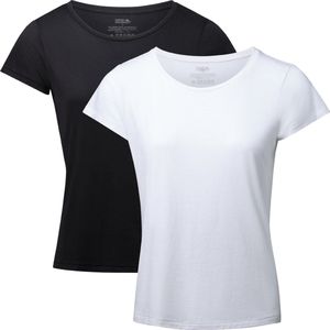 DANISH ENDURANCE T-Shirt voor Dames - Crew Neck - Wit en Zwart - 2-pack - Maat M