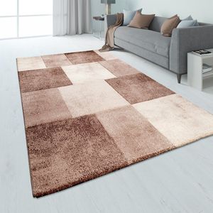 Paco Home Vloerkleed Woonkamer Laagpolig 3D Effect Modern Ruit Blok Grijs Diverse Kleuren 120x170 cm