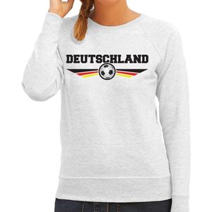Duitsland / Deutschland landen / voetbal sweater met wapen in de kleuren van de Duitse vlag - grijs - dames - Duitsland landen trui / kleding - EK / WK / voetbal sweater L