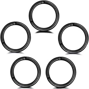 5Pcs Rvs 16G Sleeper Hoop Oorbellen Voor Vrouwen Mannen Jongens Meisjes - Septum Scharnierende Clicker Neus Lip Ring Helix Daith Kraakbeen Tragus Piercings - Kleine Huggie Hoops Sieraden Geschenken
