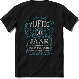 50 Jaar Legendarisch Gerijpt T-Shirt | Lichtblauw - Grijs | Grappig Verjaardag en Feest Cadeau Shirt | Dames - Heren - Unisex | Tshirt Kleding Kado | - Zwart - 3XL