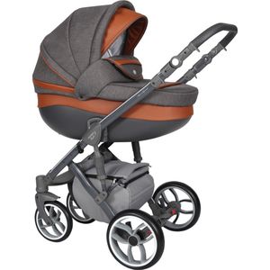 Baby Merc Faster 3 Kinderwagen - Grijs/Bruin - Kinderwagen incl. Autostoel