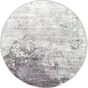 SURYA Vloerkleed - Woonkamer, Slaapkamer - Rond Modern Abstract Tapijt FIONA - Grijs/Wit - Ø 160 cm