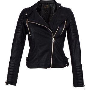 Zwarte Bikerjack voor dames - Kunstleer-only - 44