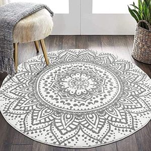 Rond Tapijt 120 cm Shaggy Ultra Soft Touch Tapijt Luxe Pluizige Antislip Wasbaar Woonkamer Nachtkastje Tapijt, Lichtgrijs