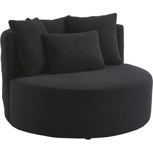 OHNO - Miami - Teddy Love Seat - Zwart - Stof - Ronde Vorm - Met Kussens