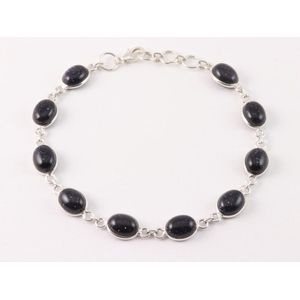Zilveren schakelarmband met blauwe zonnesteen