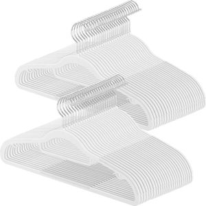 50 stuks kunststof kleerhangers antislip ruimtebesparend dikte 05 cm lengte 42 cm 360° haak metallic grijs en wit CRP020W05 - SONGMICS kledinghangers