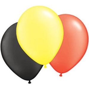 100 Ballonnen BELGIE zwart geel rood  /  30cm / pro kwaliteit