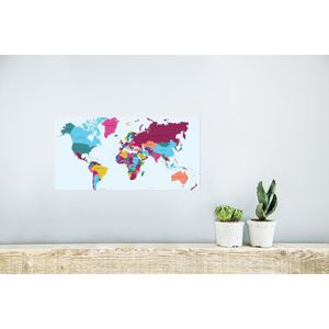 Wereldkaart Muur - Wereldkaart - Trendy - Kleurrijk - 40x20 cm - Poster