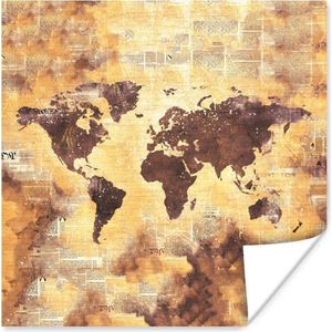 Poster Wereldkaart - Stippen - Kleuren - 100x100 cm XXL