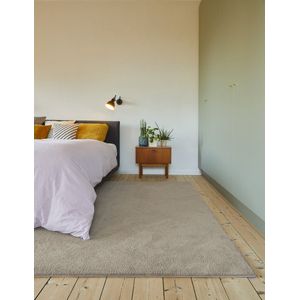 Carpet Studio Utah Vloerkleed Rond Ø 133cm - Hoogpolig Tapijt Woonkamer - Tapijt Slaapkamer - Kleed Beige