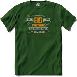 80 Jaar vintage legend - Verjaardag cadeau - Kado tip - T-Shirt - Dames - Bottle Groen - Maat XXL