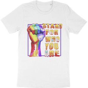 Heren Dames T Shirt - Pride - LGBTQ - Sta Voor Wie Je Bent - Wit - 3XL