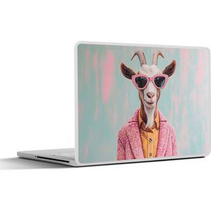 Laptop sticker - 14 inch - Zonnebril - Roze - Geit - Horen - 32x5x23x5cm - Laptopstickers - Laptop skin - Cover