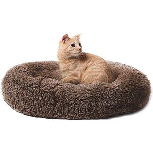 Kattenmand Donut, Kattennest Voor Binnen Ronde Pluche Kussen Bed Zacht Met Anti-Slipbodem Huisdier Bed, Machinewas Voor Kat Hond-Q-110cm(43.3in)
