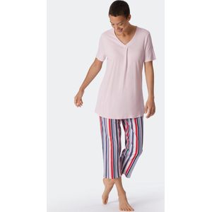 SCHIESSER Comfort Fit pyjamaset - dames pyjama 3/4-lengte interlock v-hals multicolor - Maat: 44